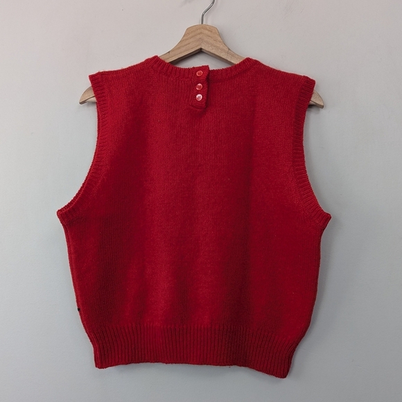 Vintage Shetland Wool Embroidered Teddy Bear Sweater Vest - Picture 3 of 13